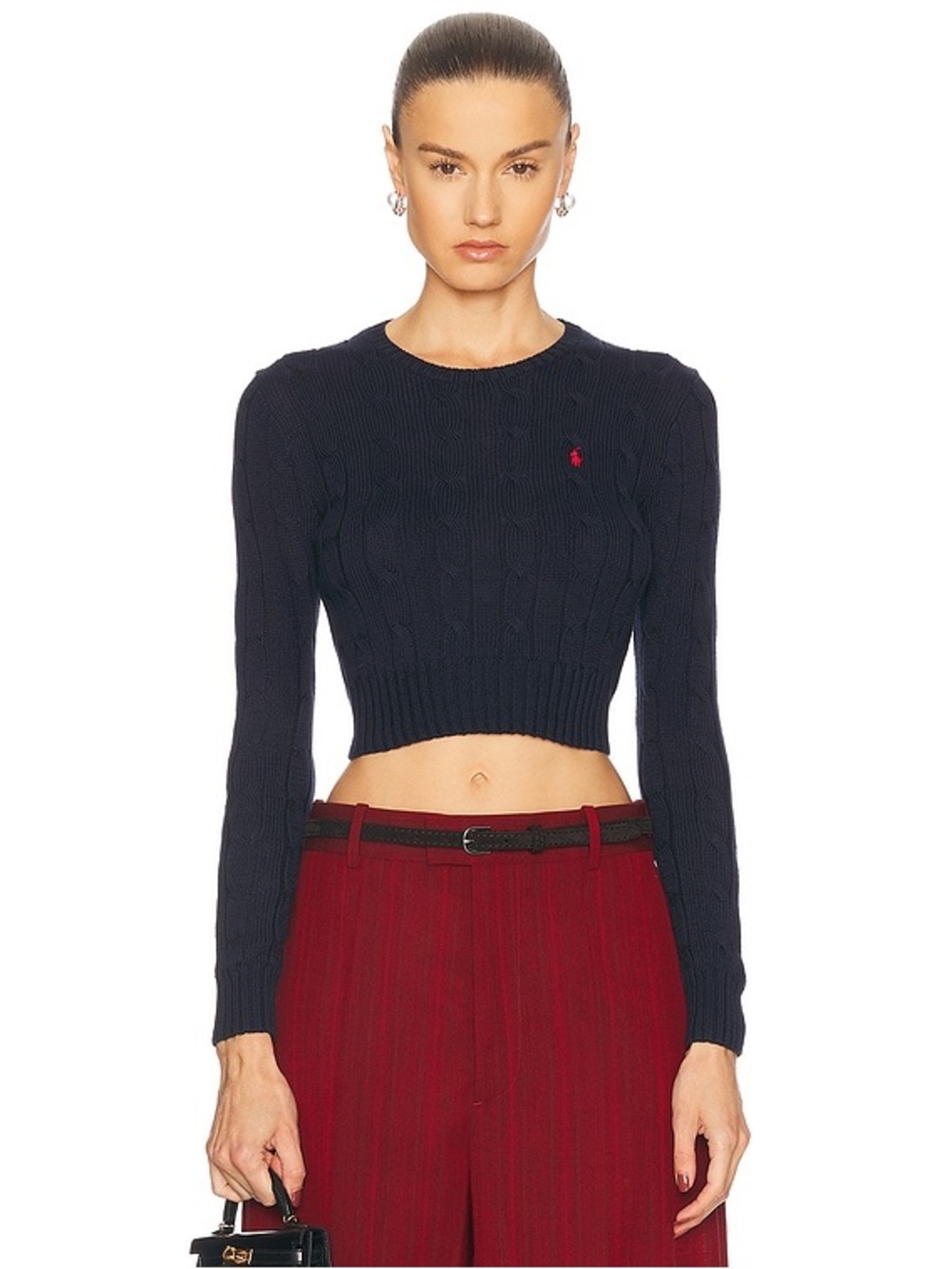 Polo Ralph Lauren Cable-knit Cotton Cropped Sweater Size Large NWT